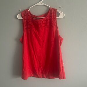 St John Red Eyelet Tank Top